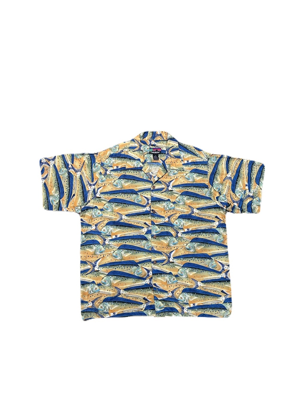 Vintage 1995 Patagonia Pataloha Aloha Mahi Fish Pattern Hawaiian Camp Shirt Med
